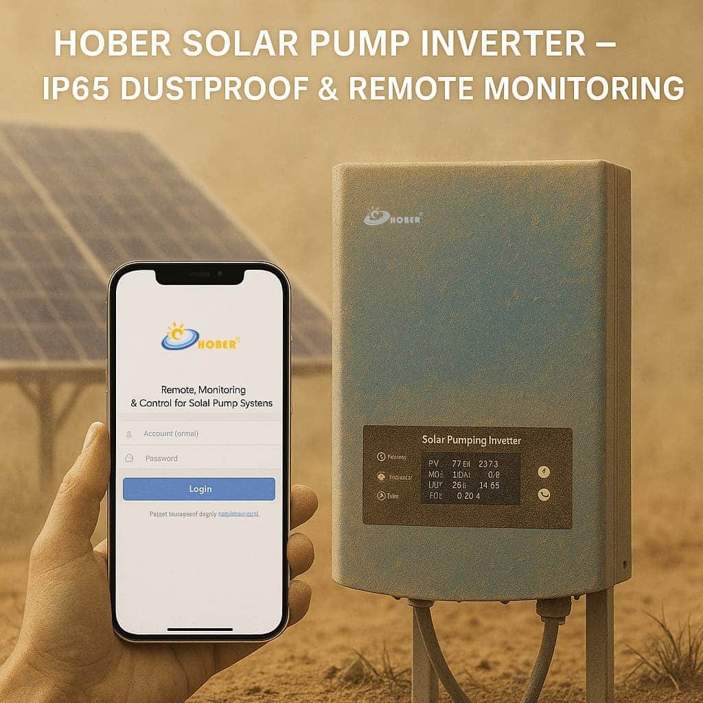 Inversor de bomba solar HOBER IP65 com aplicativo móvel para monitoramento e controle remoto