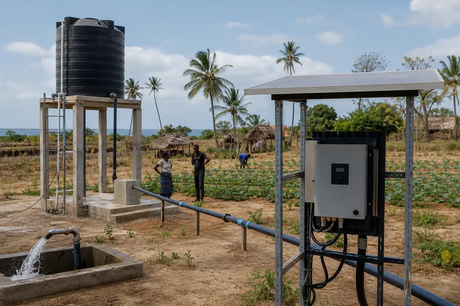Remote Mozambique solar irrigation and community water system